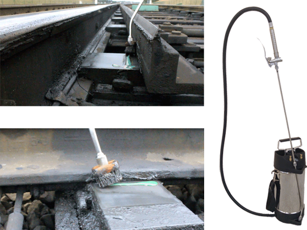special device for applying grease servovit-SI eco dedicated for lubrication of railway sliding blocks and heel plates